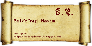 Belányi Maxim névjegykártya